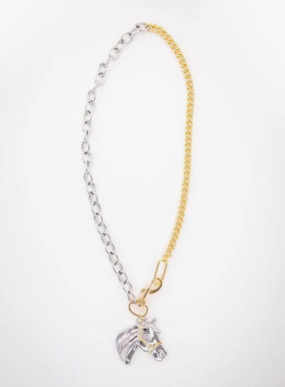 Plated Chain Necklace Horse Pendant