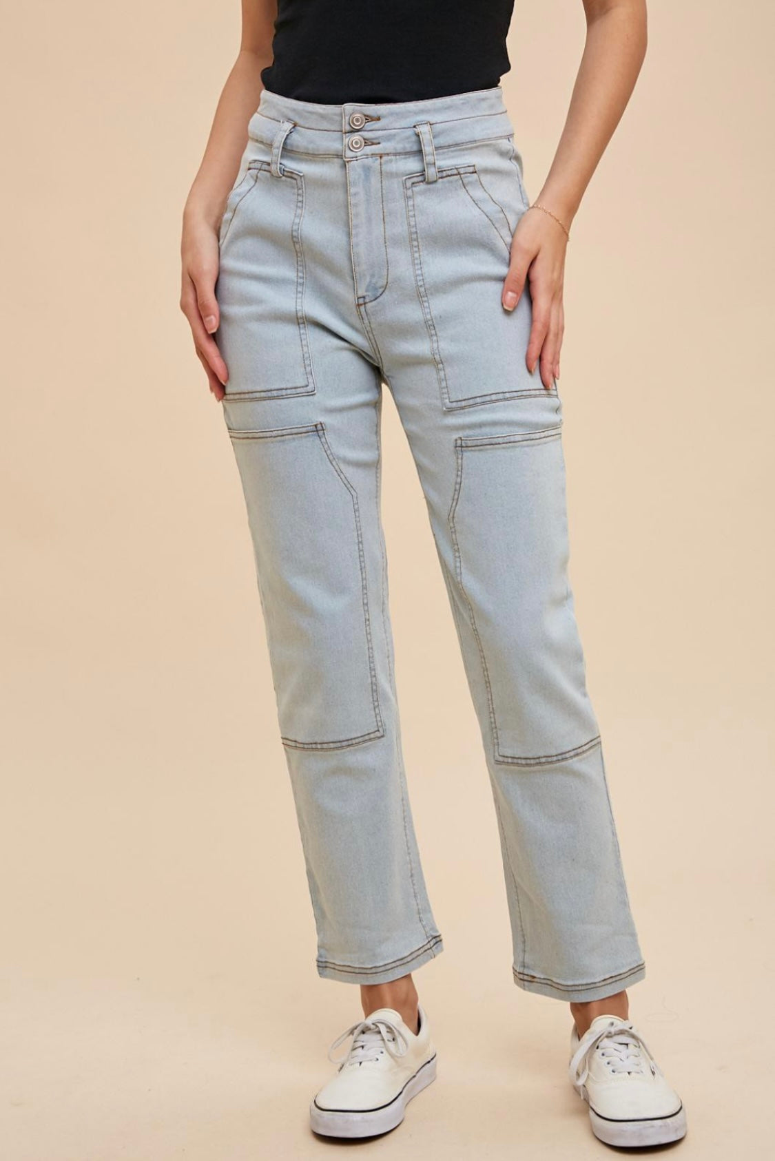 Straight Leg Cargo Jeans