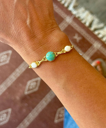 14k Gold Turquoise Bracelet