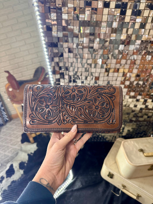 Tri-Fold Tooled Leather Wallet