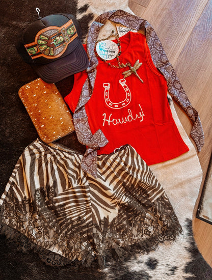 Brown Zebra Lace Shorts