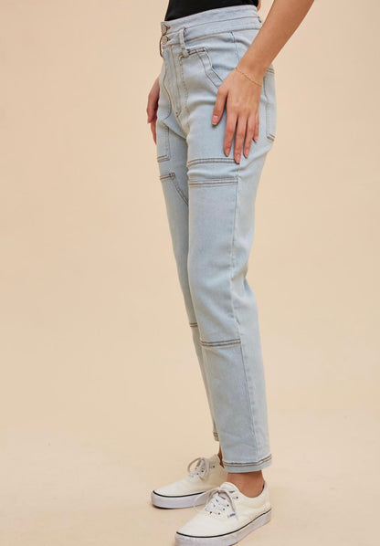 Straight Leg Cargo Jeans