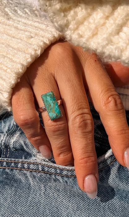 Rosairo Rectangle Turquoise Bar Ring (Size 5)