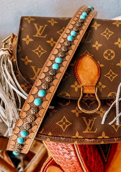 Turquoise Tooled Leather Strap