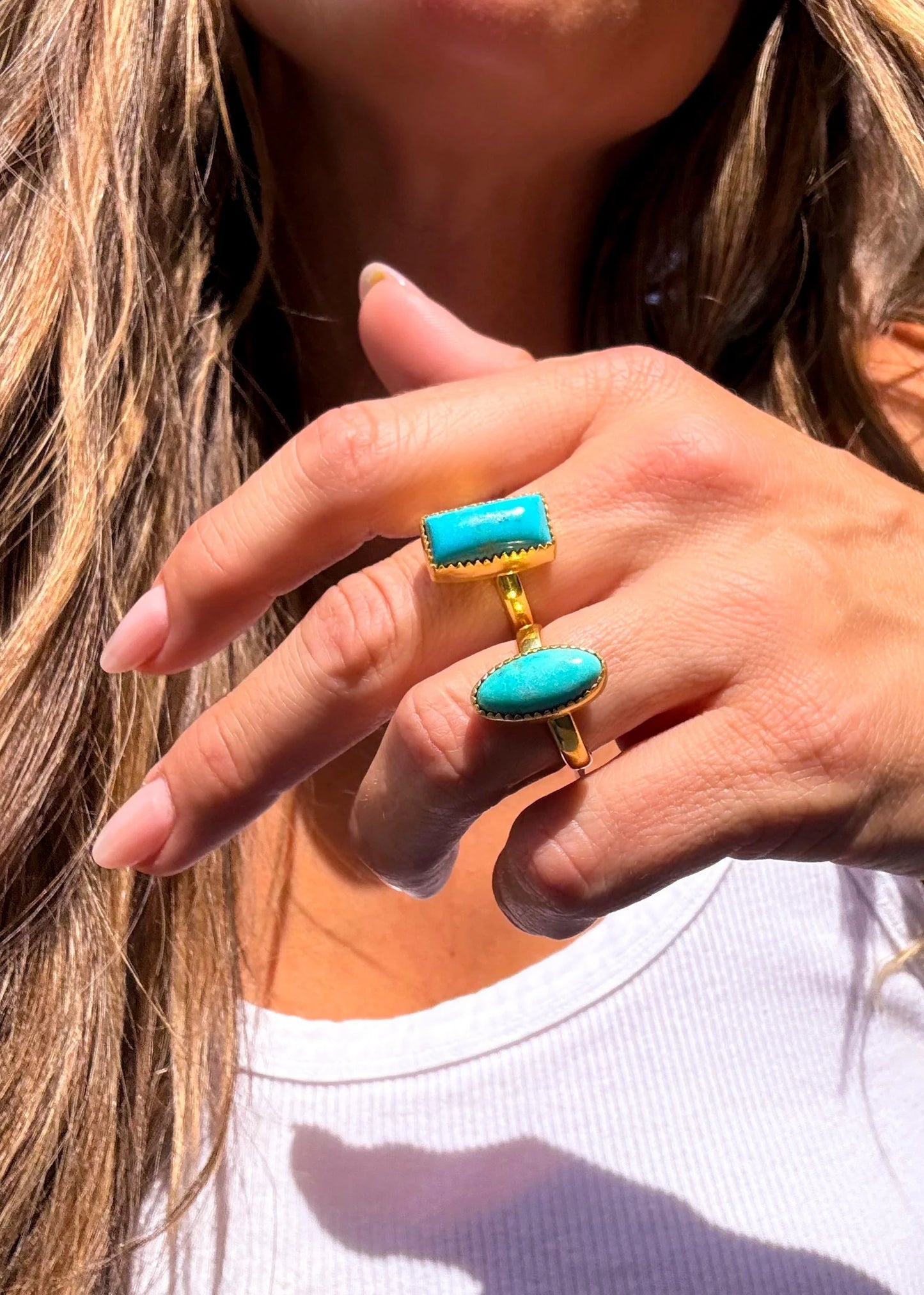 Blue Suede Gold Adjustable Ring