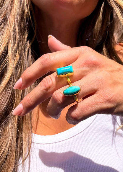 Blue Suede Gold Adjustable Ring