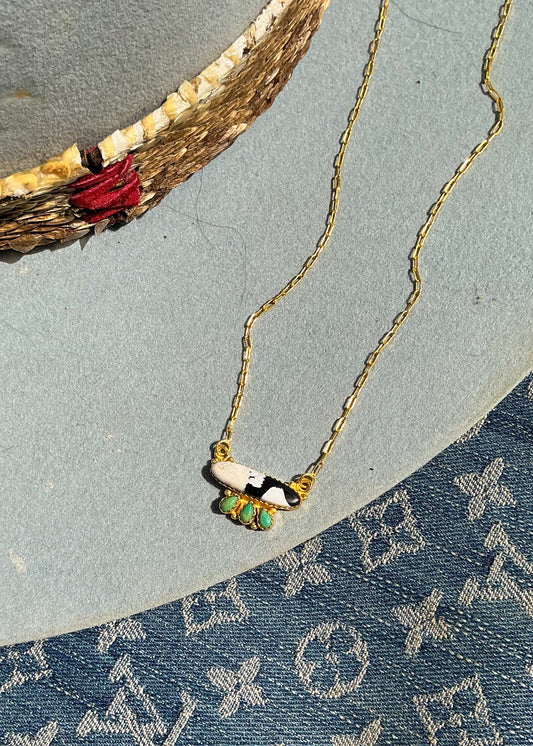 White Buffalo Turquoise 14k gold necklace