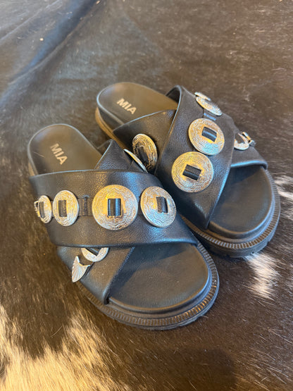 MIA Black Concho Slides — Size 9 (used for product photos)