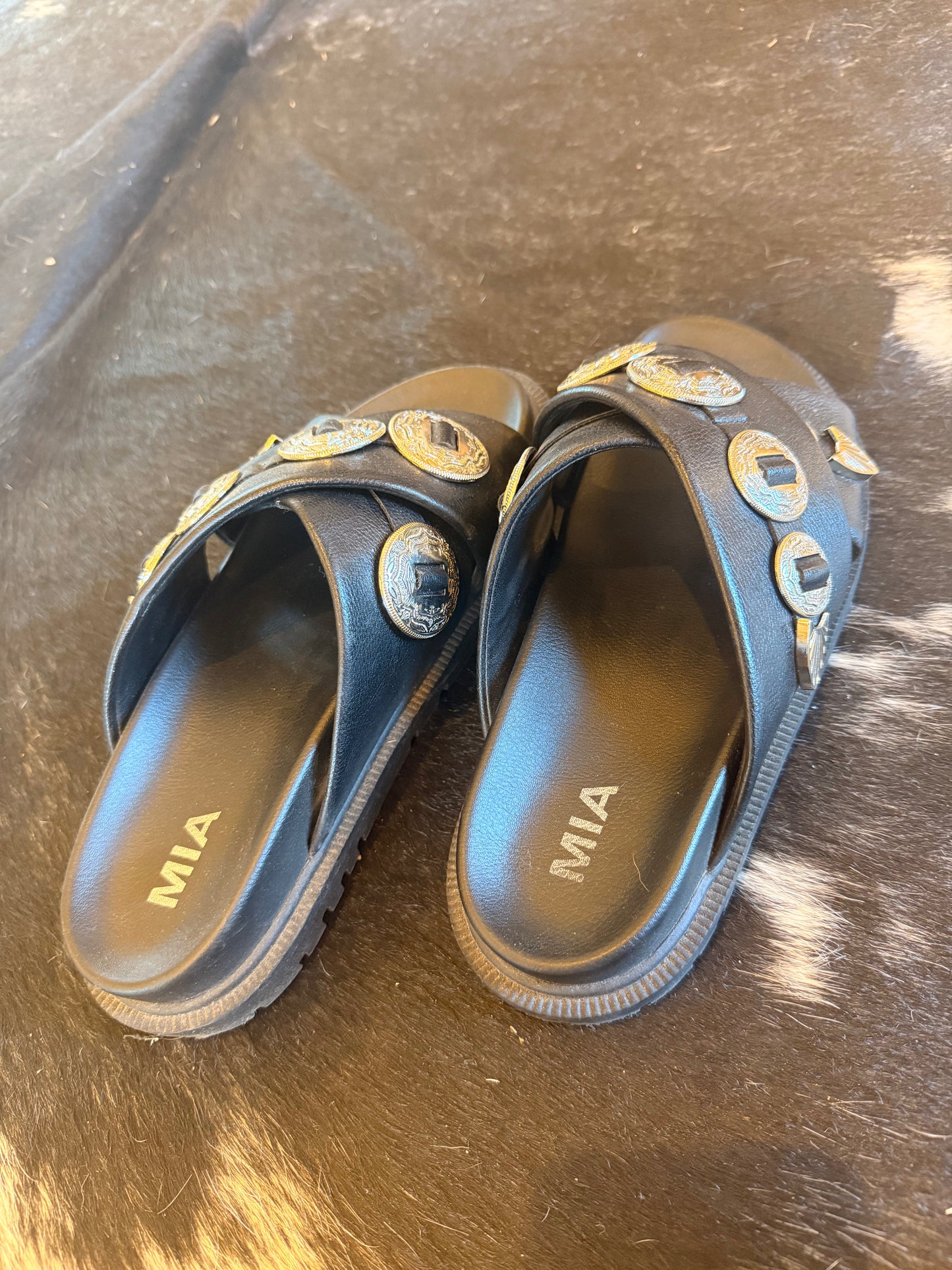 MIA Black Concho Slides — Size 9 (used for product photos)