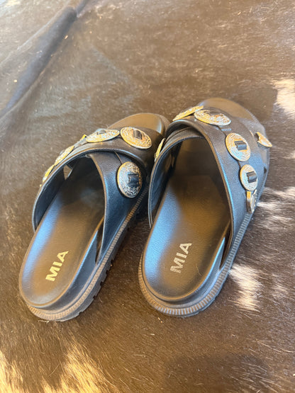 MIA Black Concho Slides — Size 9 (used for product photos)