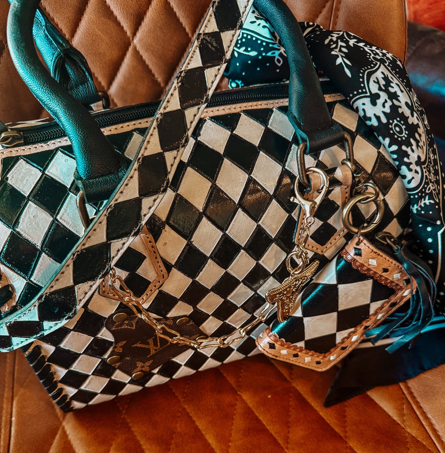 Boujee Checkered Speedy Tote