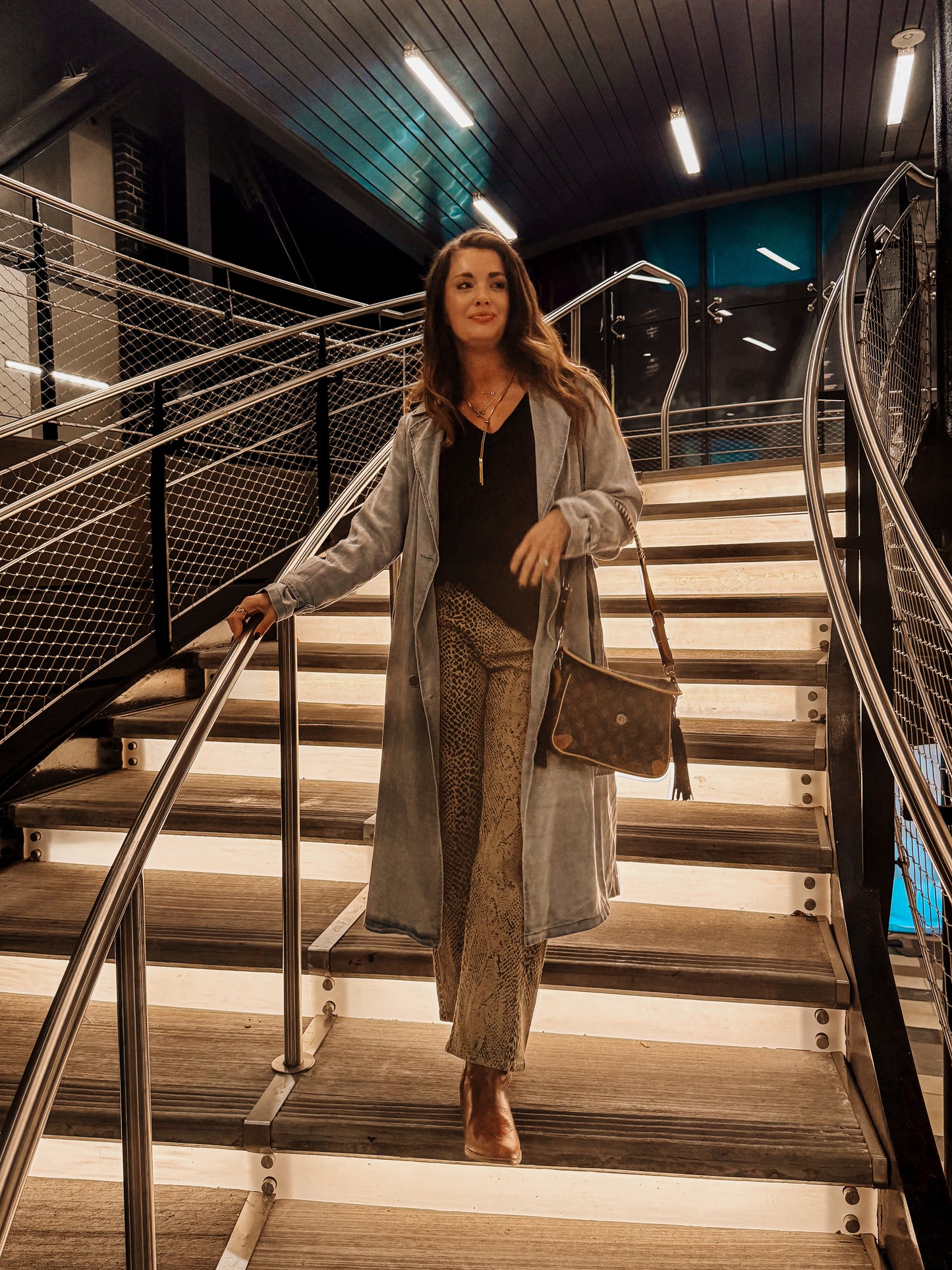 Kan Can Low Slung Python Wide Leg Jeans