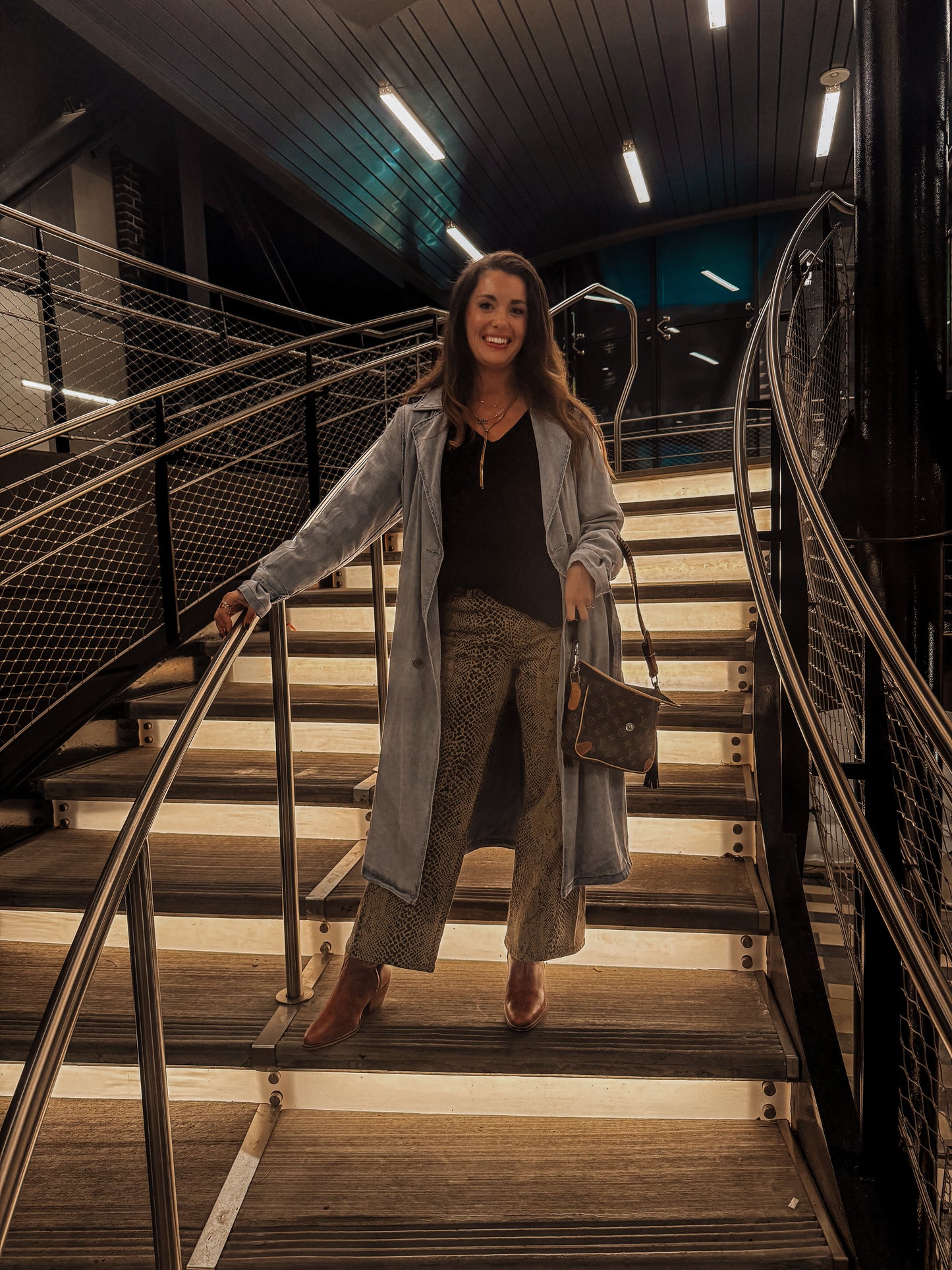 Kan Can Low Slung Python Wide Leg Jeans