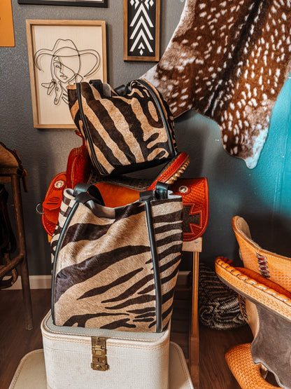 Italian Genuine Leather Zebra tote