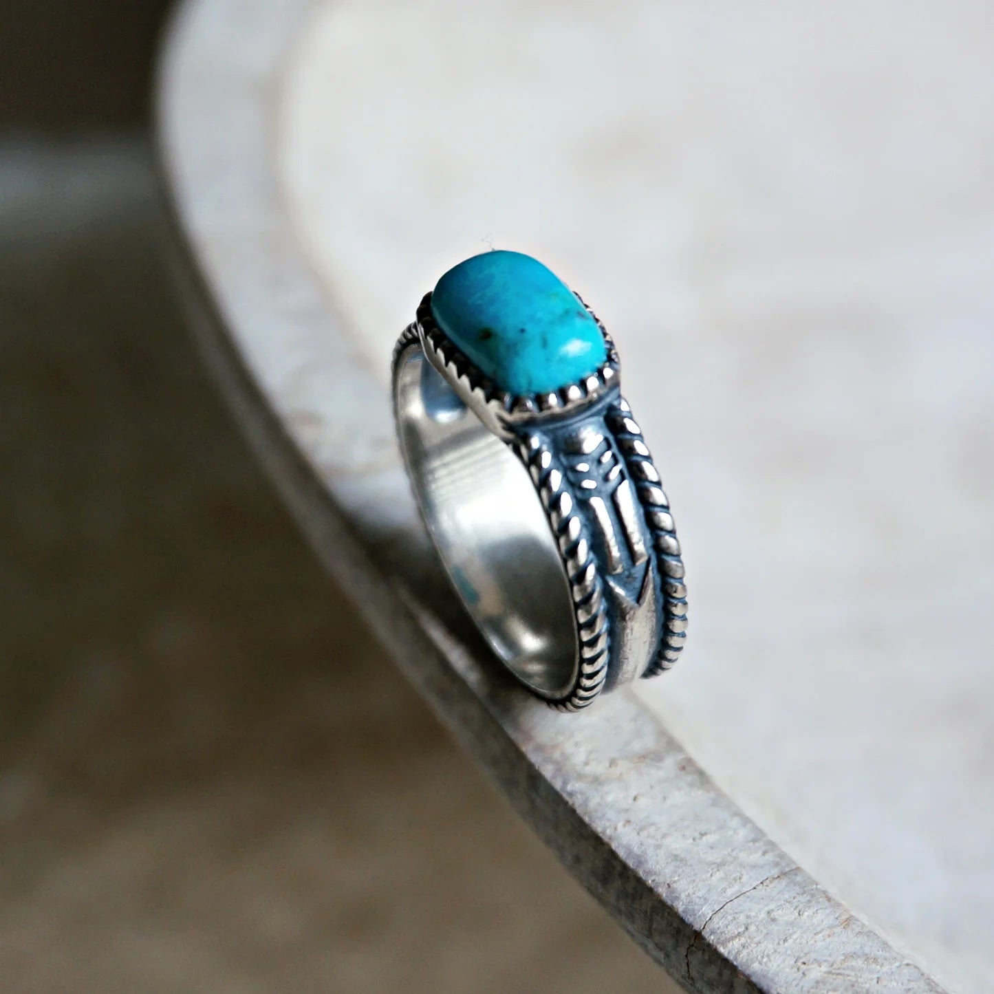 Authentic Turquoise Silver Ridge Ring (size 5)