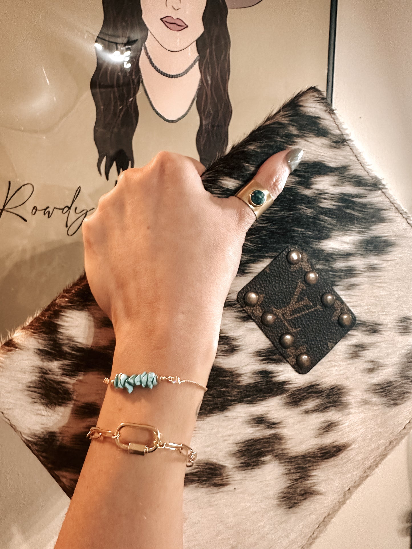 Gold & Turquoise Nugget Bracelet