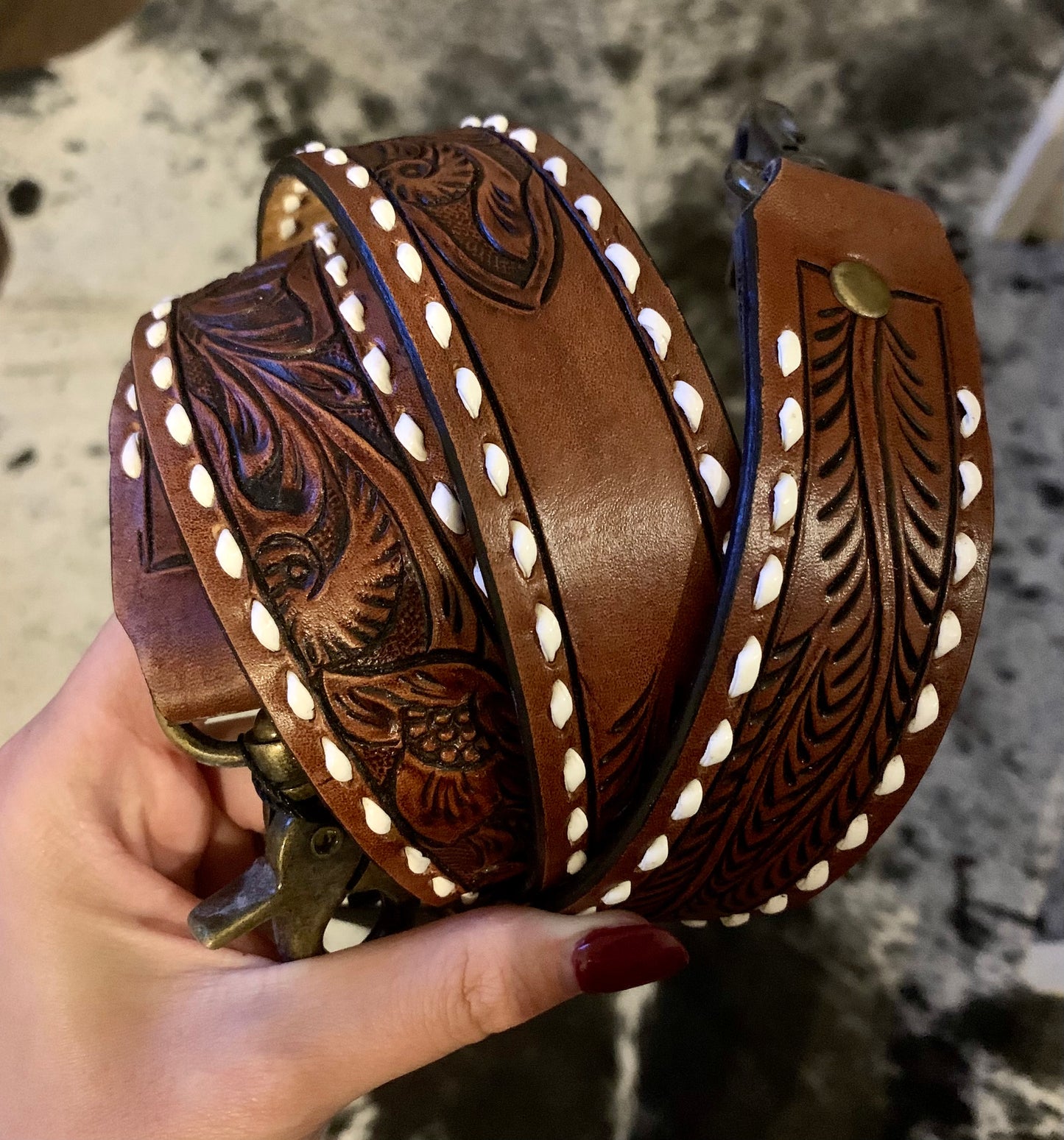 Tooled Leather Purse Straps