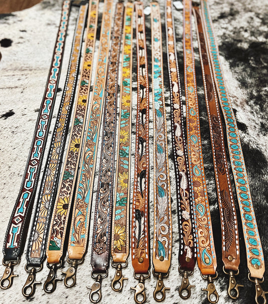 Tooled Leather Purse Straps